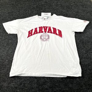 Harvard University Oversized T Shirt Mens Small White Spellout Logo Crew Neck